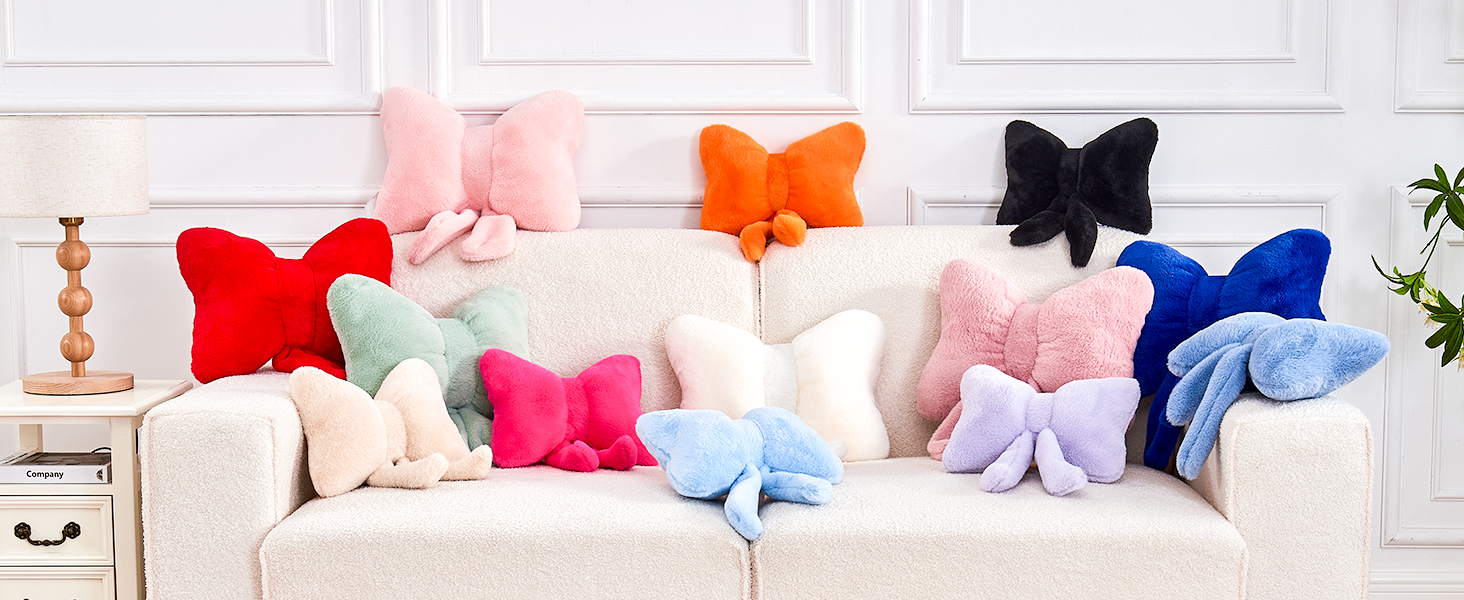 Soft Bowknot Throw Pillow Sofa Lumbar Pillow Car Backrest Cushion