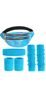 Neon Leg Warmers Set Holographic Pack Headband Wristbands Set