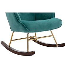Velvet Rocking Chair Wingback Armchair For Living Room, Green 17 4