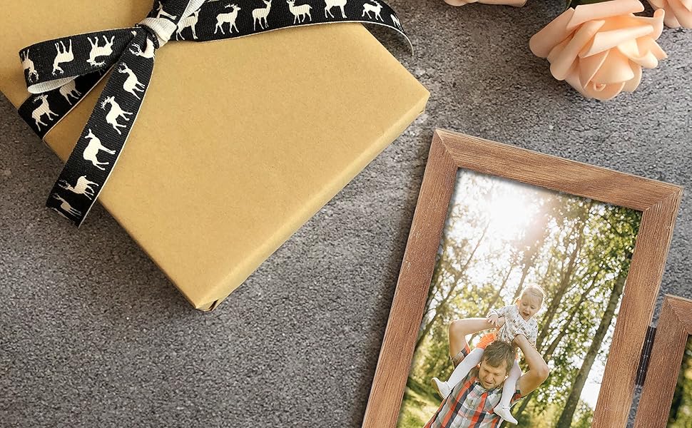 Tamolus 5X7 Double Wooden Hinged Picture Frame Vertical