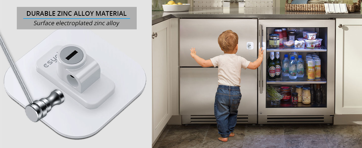 eSynic Fridge Lock 2 Pack Strong Adhesive Fridge Child Safety Lock Chest Fridge Freezer Lock