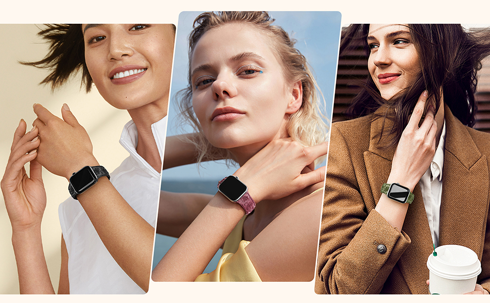 Peony Embossed Apple Watch Bands for Women