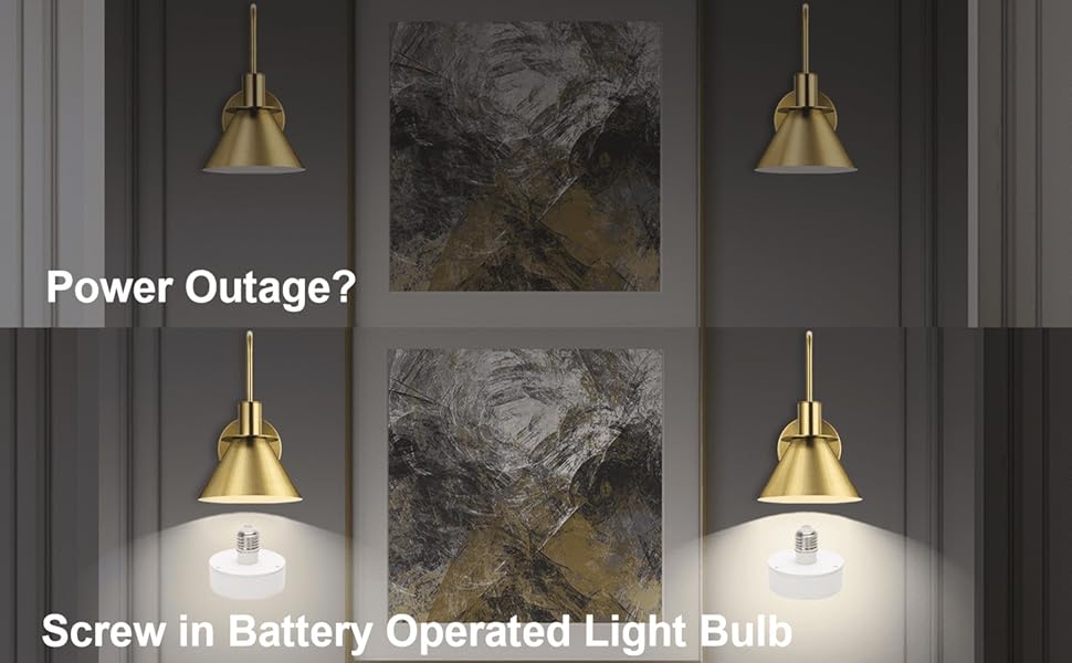 PEESIN E26 Base Battery Operated Light Bulb, 2 Pack Battery Powered