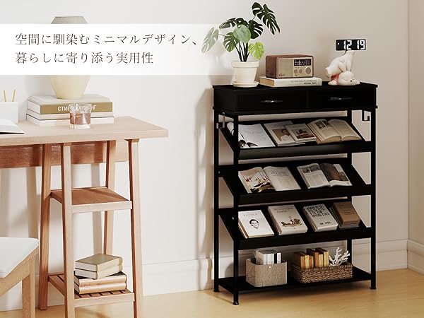 シューズラック3段斜面 下駄箱 靴箱 靴置き 靴収納ラック 傘掛けフック付き シューズラック3段斜面 下駄箱 靴箱 靴置き 靴収納ラック 傘掛け
