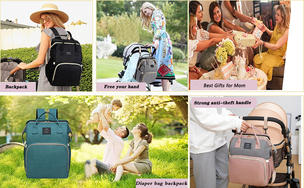 ANWTOTU Diaper Bag Backpack，7 in 1 Travel Diaper Bag,Mommy