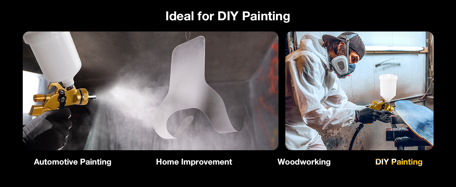 YUZES HVLP Spray Gun Kit, Easy to Use, 1.3/1.5/1.8mm