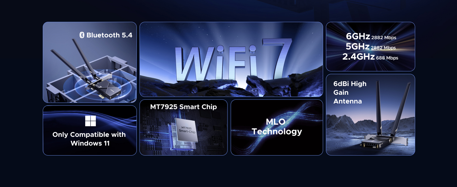 pcie wifi card desktop pc internal computer networking cards tri-band 5G 6G 2.4G