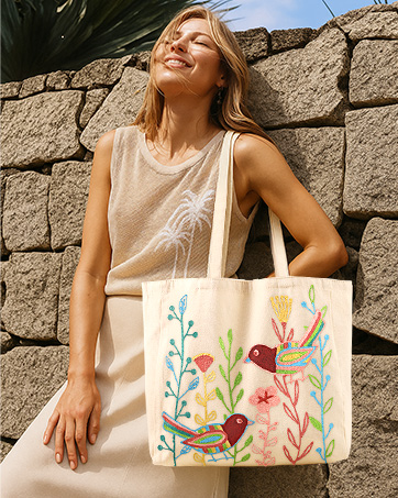 Miss Adola Embroidery Canvas Tote Bag for Women