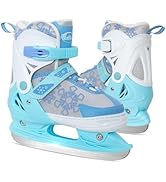 Nattork Adjustable Kids Ice Skates - 4 Size Adjustable Hockey Lace-Up Skates with Warm Plush Lini...