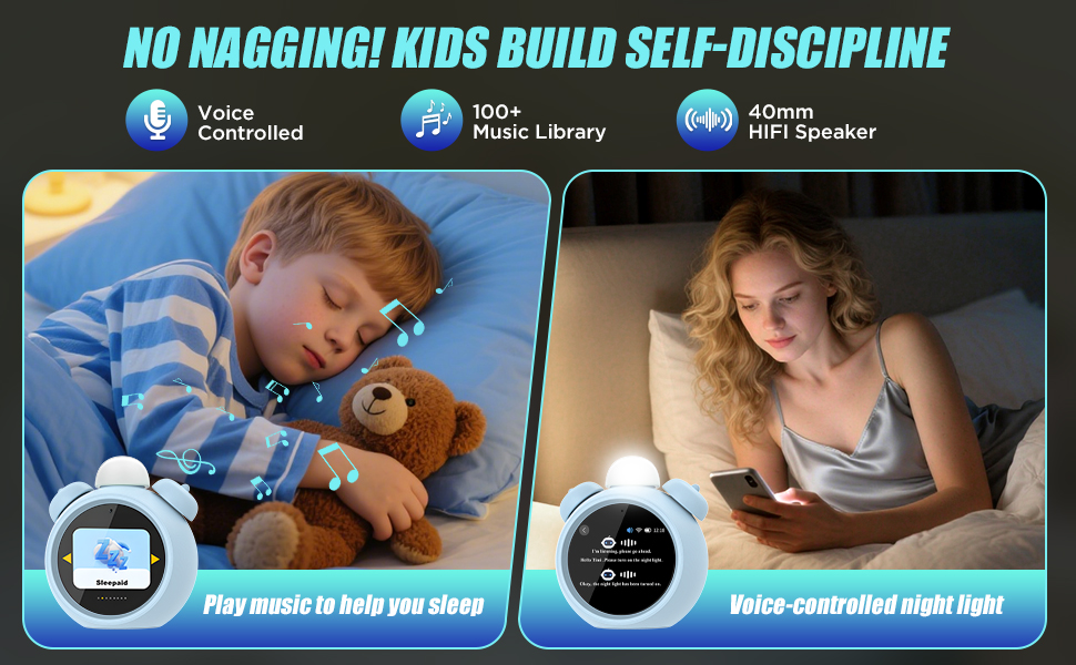 digital alarm clock alarm clock with wireless charging ok to wake clock for kids