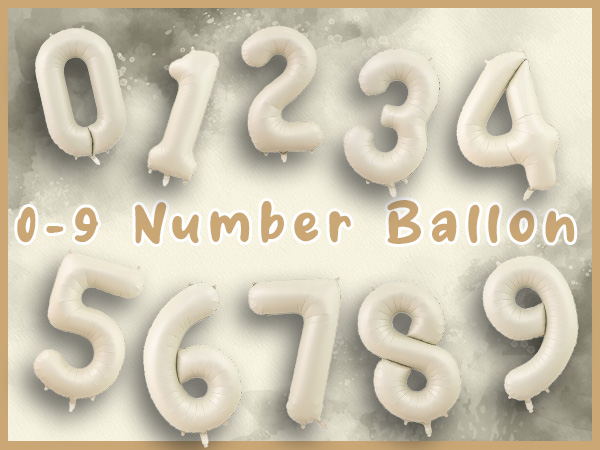 Cream Number Balloon