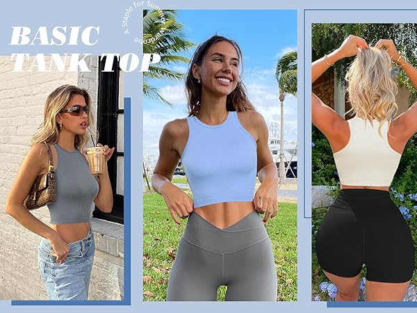 Sleeveless Square Neck Yoga Gym Workout Tank Tops