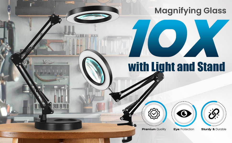 magnifier with light,magnifying lamp,lighted magnifying glass,magnifying glass with light and stand