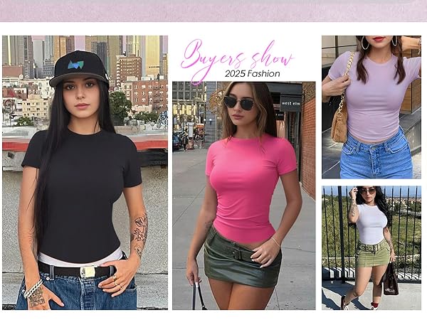 YOGINGO Womens Casual Basic Tops Summer Autumn White Black