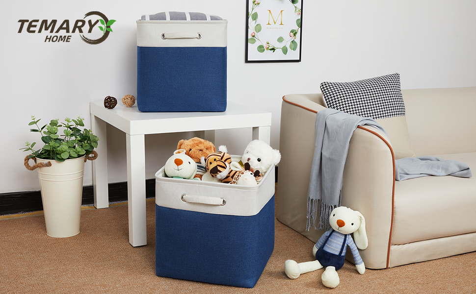 Temary 13x13 Cube Storage Bins for Shelves, 2 Pack Canvas