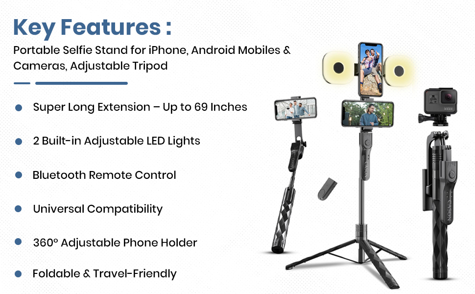 SPN-JGSP Portable Selfie Stand for iPhone, Android Mobiles & Cameras
