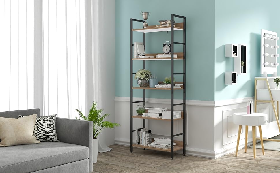 WOLTU Heavy Duty Bookcases Shelf Unit 5 Shelves Storage Rack Black 14 1