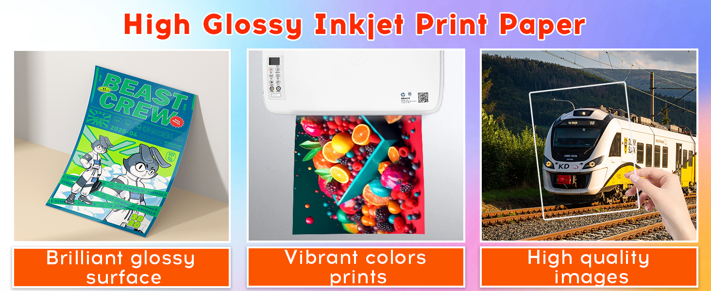 brilliant glossy surface  vibrant colors prints printer paper 