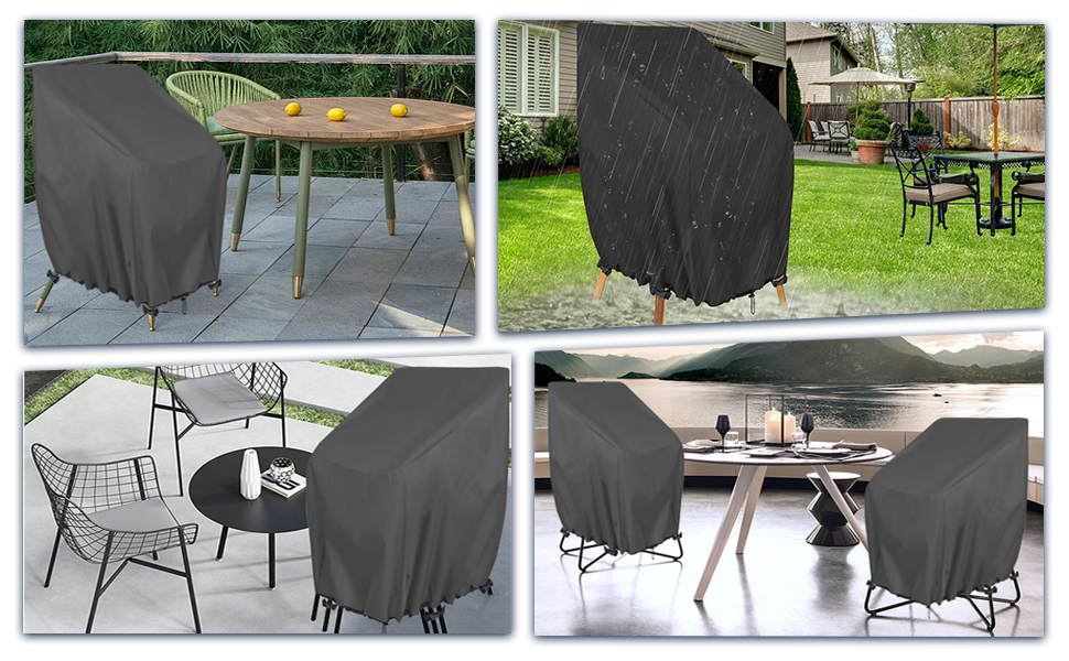 Stackable Patio Chair Covers, High Back Outdoor Chair Cover 35x35x47" Lawn Patio