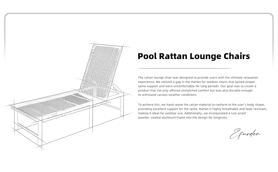 EFURDEN Pool Chaise Lounge Outdoor, Patio Lounge Chairs Set