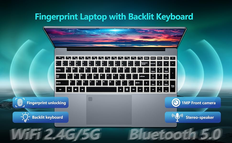 Fingerprint Laptop with Backlit Keyboard