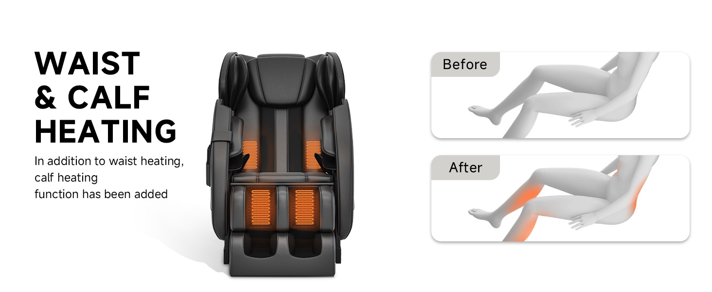 Massage chair waist and calf heating