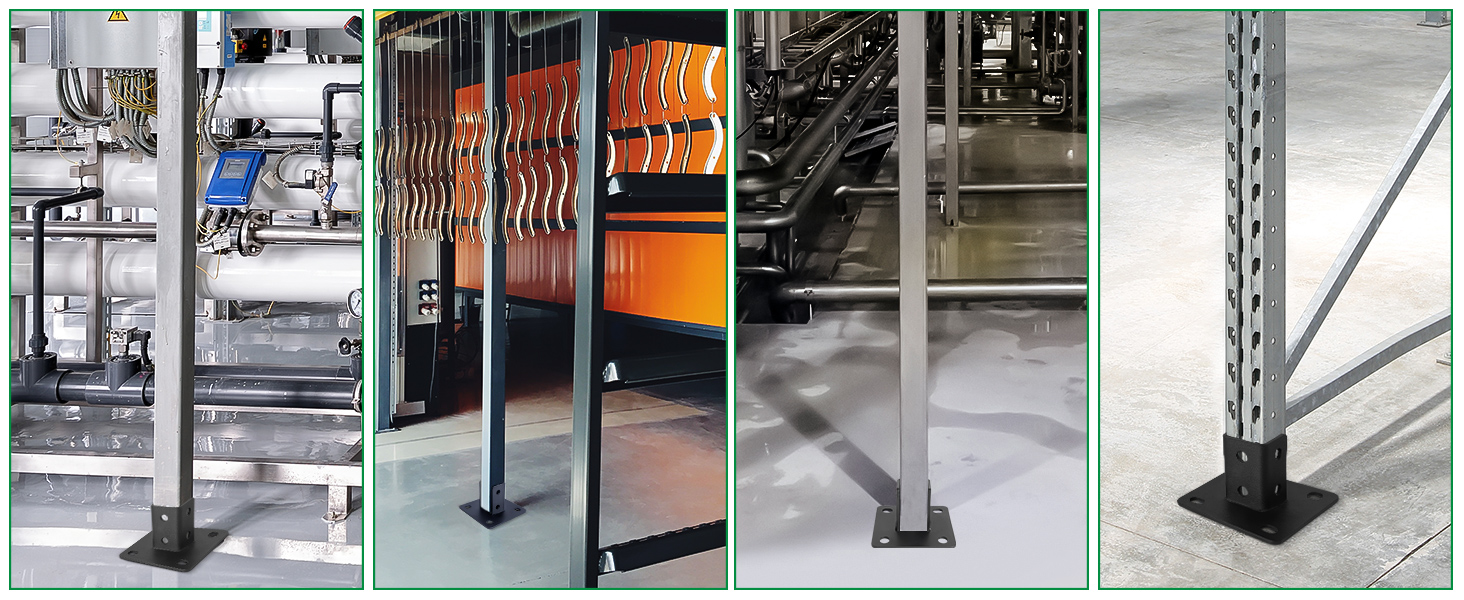 Post Base 4 Pcs, 4 Holes Square Mount for 15/8” Single