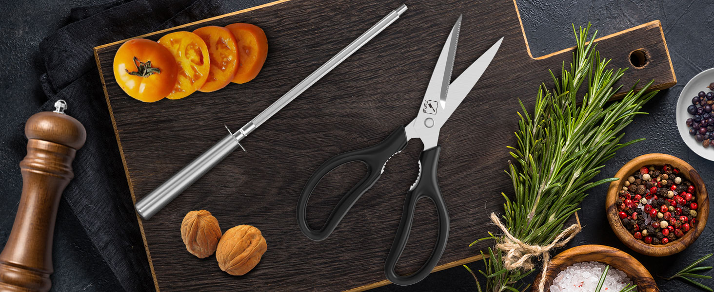 Kitchen Knife Set with Block Stainless Steel Knife Block Sets