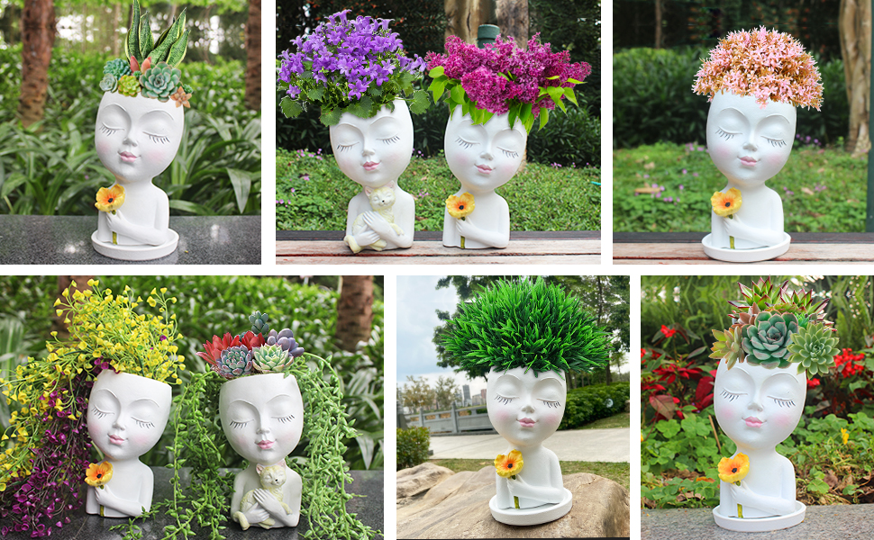Ginlpd Face Flower Pots Head Planters, Face Planters Pots