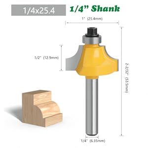 Wilsnsun 1/4 Inch Shank Forming Roundover Beading Router Bit
