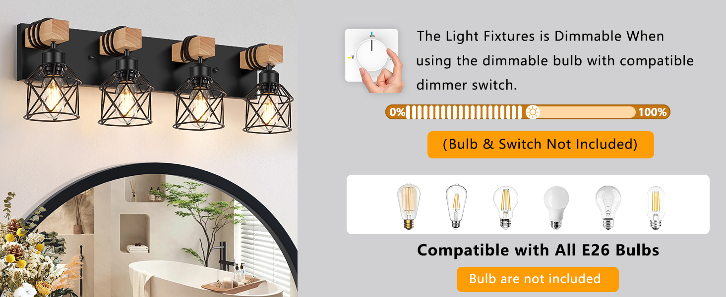 4-Light Farmhouse Vanity Light for Bathroom
