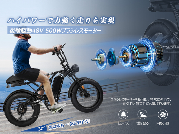 Amazon | Houpet 電動アシスト自転車 20インチ 極太タイヤ 5段階