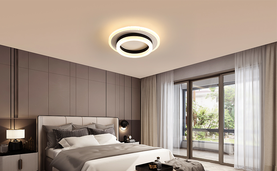 Plafoniera LED Rotonda, Lampadario Design Moderno 20W, Plafoniere In Metallo Acrilico 3000K Adatto Per Bagno, Camera Da Letto, Cucina, Soggiorno, Sala Da Pranzo, Ufficio (Bianco E Nero) 12 Lampadario Design Moderno 20W,