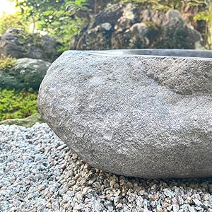 Amazon.co.jp: つくばい 蹲 手水鉢 石 (S) 鉢 水鉢 睡蓮鉢