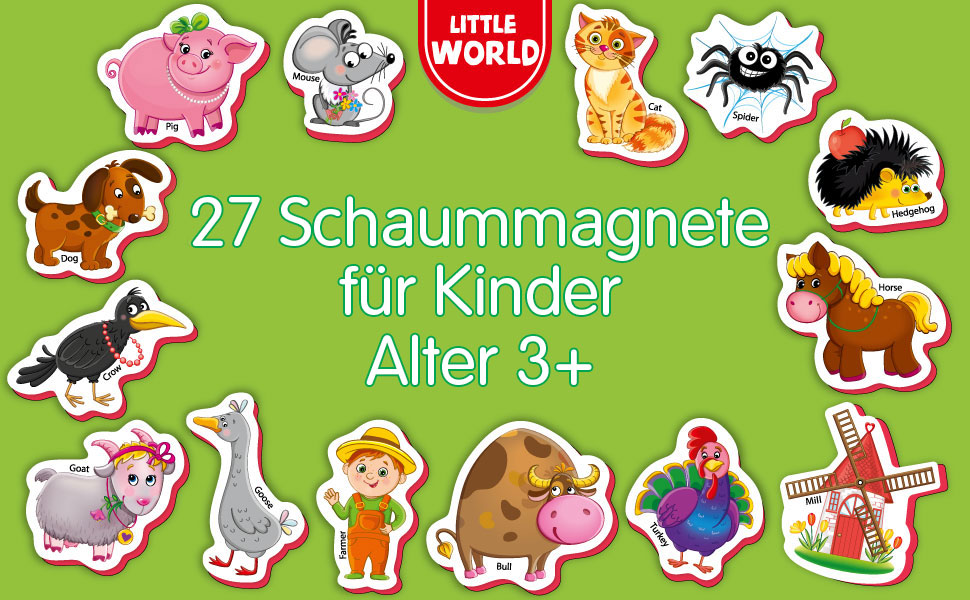 Little World 27 Magnete Kinder für Magnettafel - Kühlschrankmagnete ...