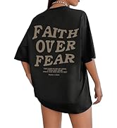 UOUA Women Oversized Graphic T-Shirt Casual Cotton Tees Printed Summer Tops