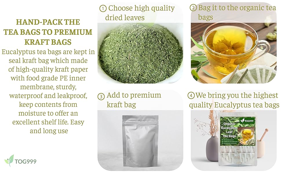 100 Eucalyptus Leaf Tea Bags, 100 Organic & Natural, Non