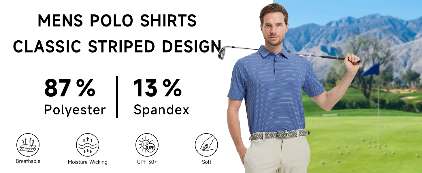 Mens Striped Golf Shirt