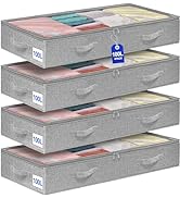 punemi 100L Under Bed Storage Containers, Extra Large Foldable Underbed Zipper Storage Bag For Bl...