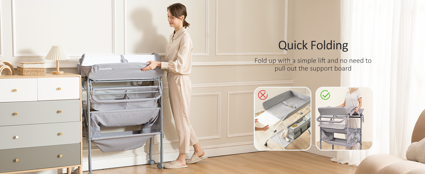 portable baby diaper changing table station foldable infant newborn dresser wheel waterproof
