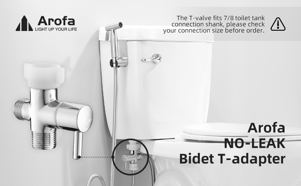 Arofa Bidet T Adapter, Brass T Adapter with Shutoff Valve, 3way Tee