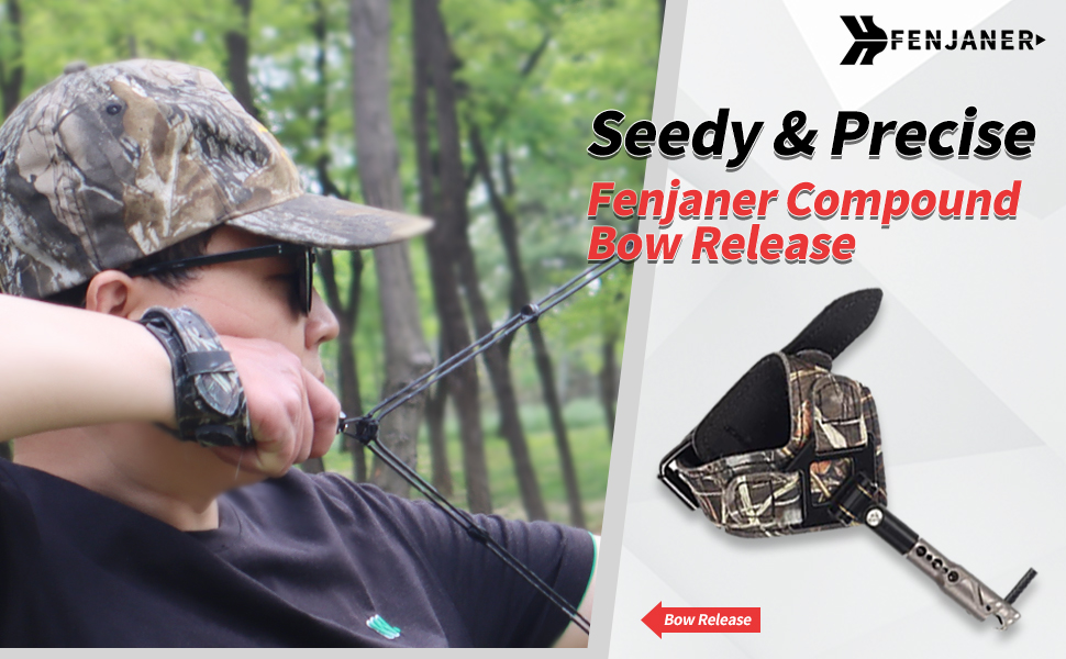 FENJANER Archery Release Bow Release with Wriststrap for Compound Bow Outdoor Hunting Shooting Camo