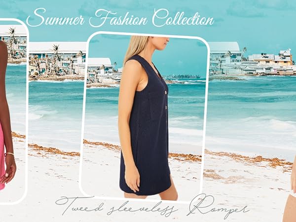 Amazon.com: Kedera Women Summer Tweed Jackie Romper Button