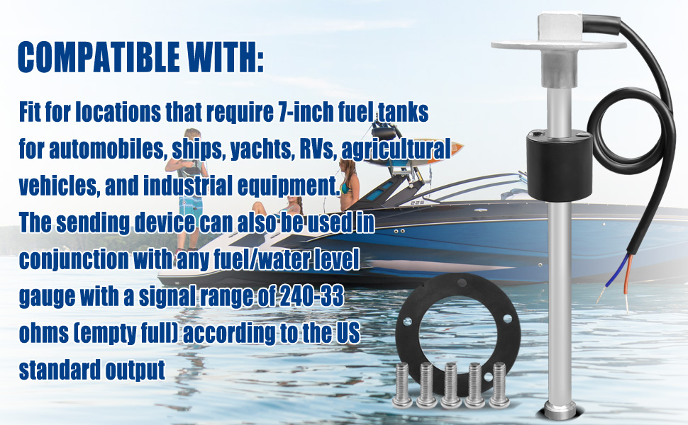 EMIHO 10mm Boat Fuel Sending Unit 24033ohms 7"(180mm