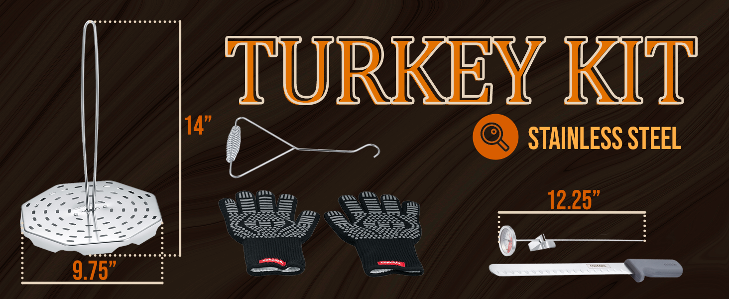 CONCORD 6 Piece Stainless Steel Turkey Fryer Kit. Frying