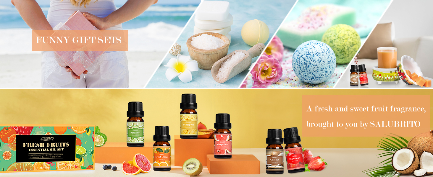 SALUBRITO Essential Oils Set, Fruit Fragrance Oils for Diffuser for