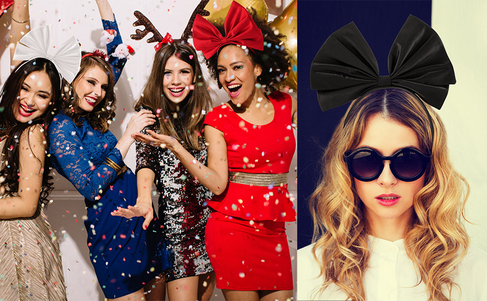 Bow Headband Black Bowknot Headband Christmas Halloween Weeding Hair Hoop Costume Party 