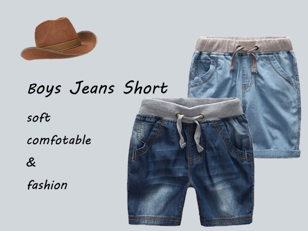 Amazon.com: Mallimoda Boys Denim Jeans Washed Pull-On Shorts