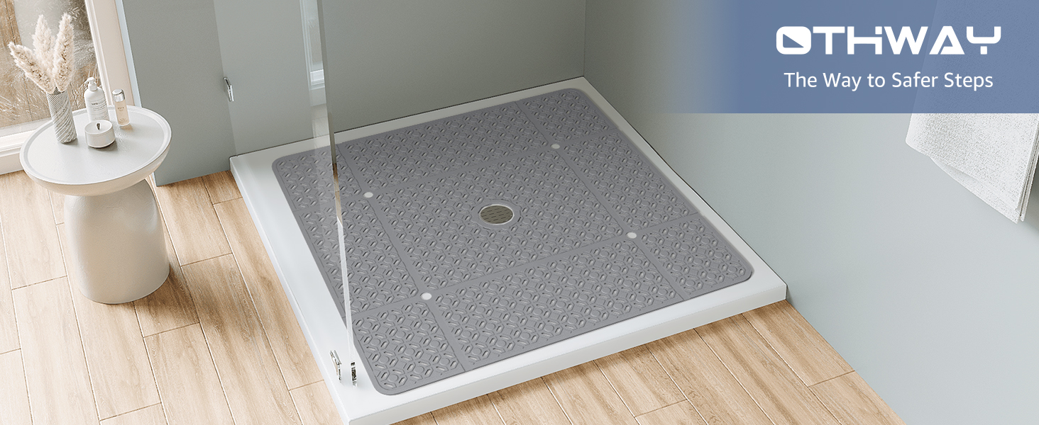 OTHWAY Square Shower Mat, 27"x 27" Extra Large Shower Mats