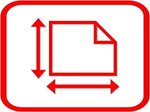 Red icon on white background showing a square with folded corner and bidirectional arrows, indicating resizing or scaling functionality.